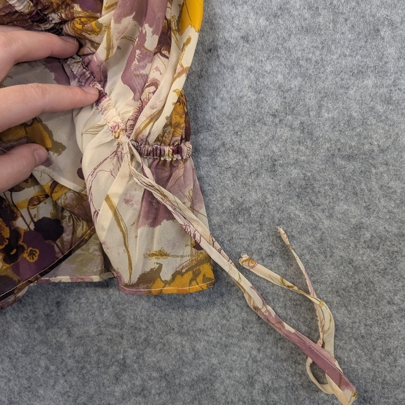 H&M Women's Multicolored Floral Transparent Sheer Top/Blouse - Picture 5 of 11